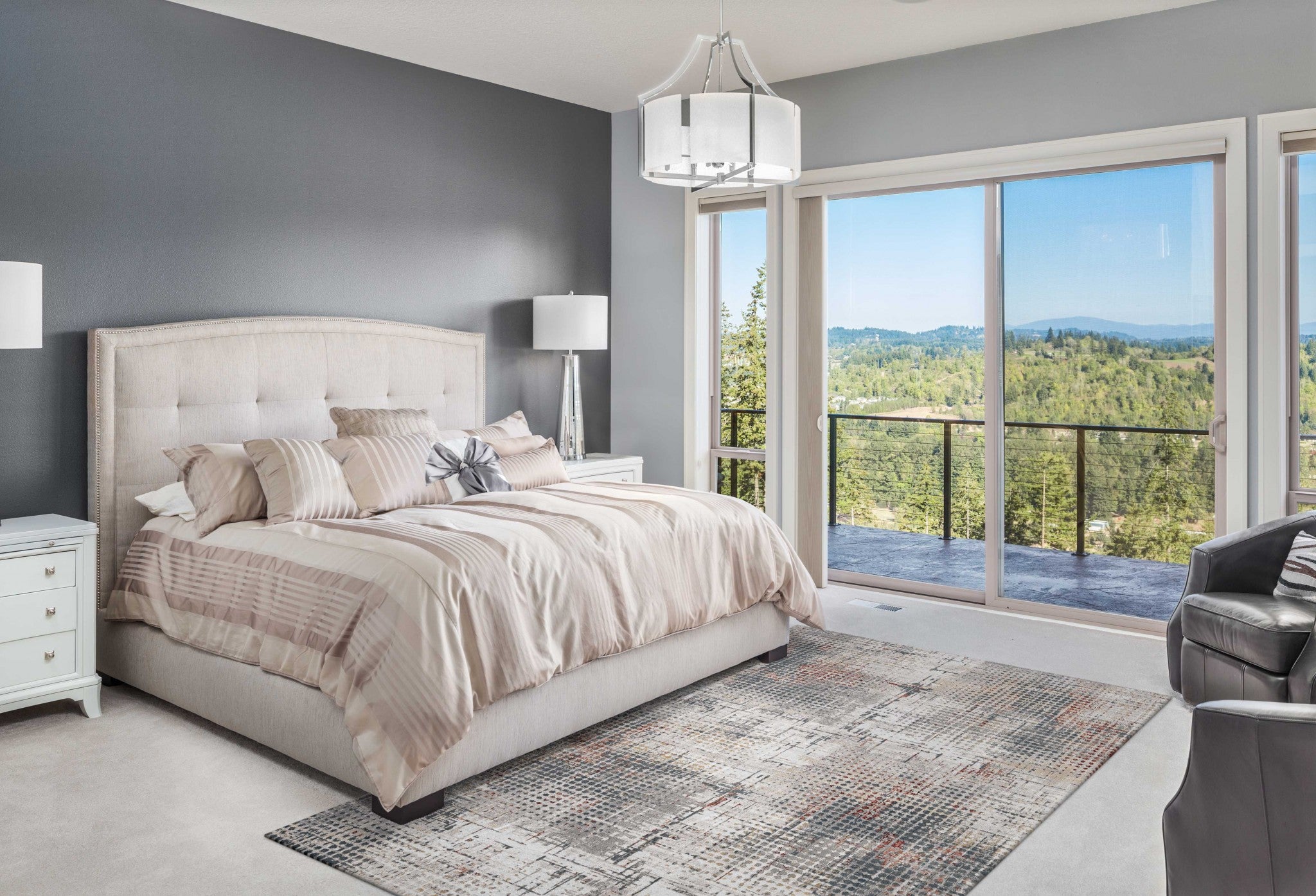 26" X 83" Grey or  Brick Polypropylene and  Polyester Rug