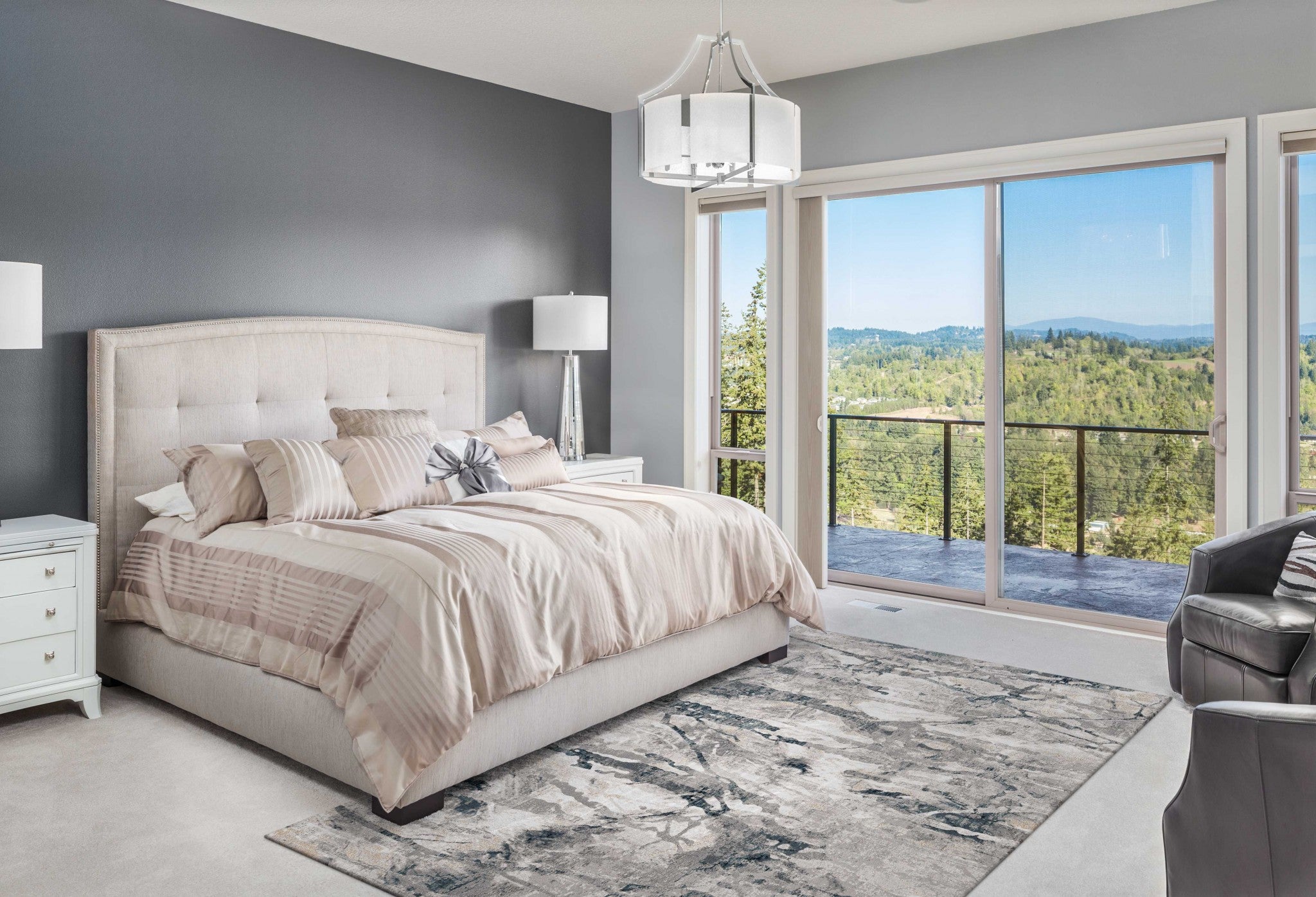 39" X 55" Grey Polypropylene and  Polyester Rug