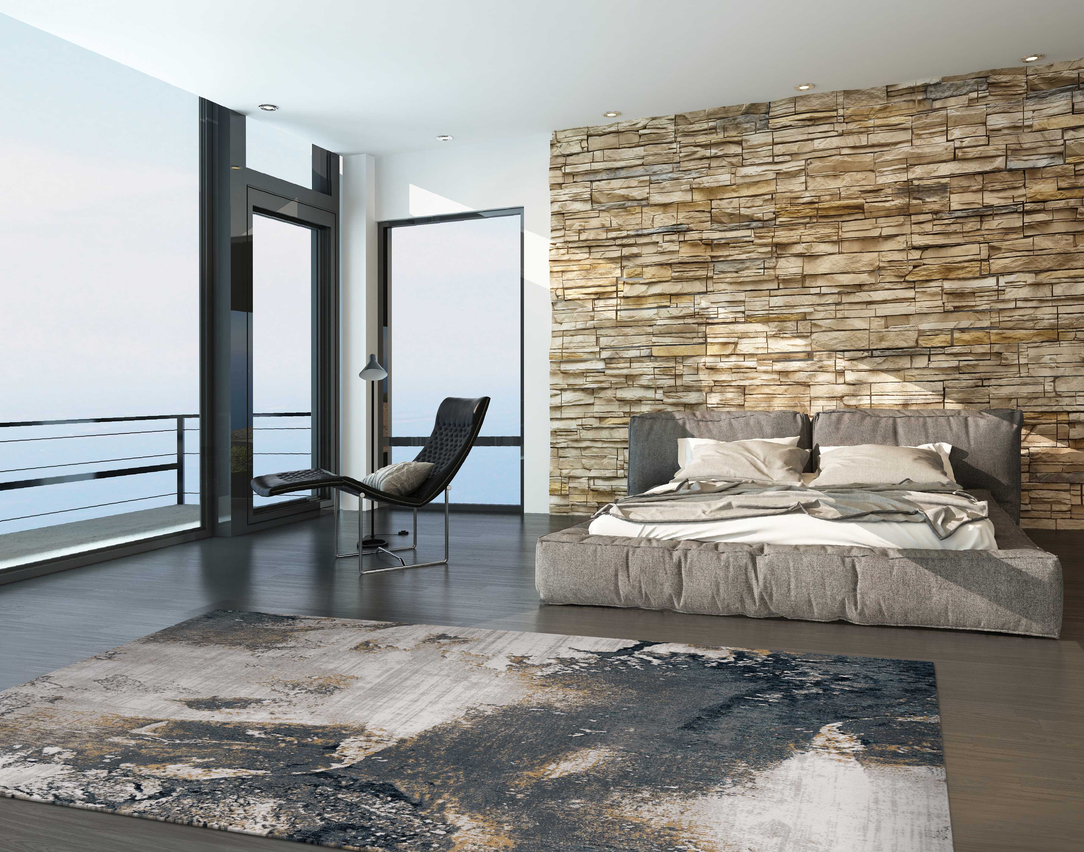 26" X 83" Grey or  Brick Polypropylene and  Polyester Rug