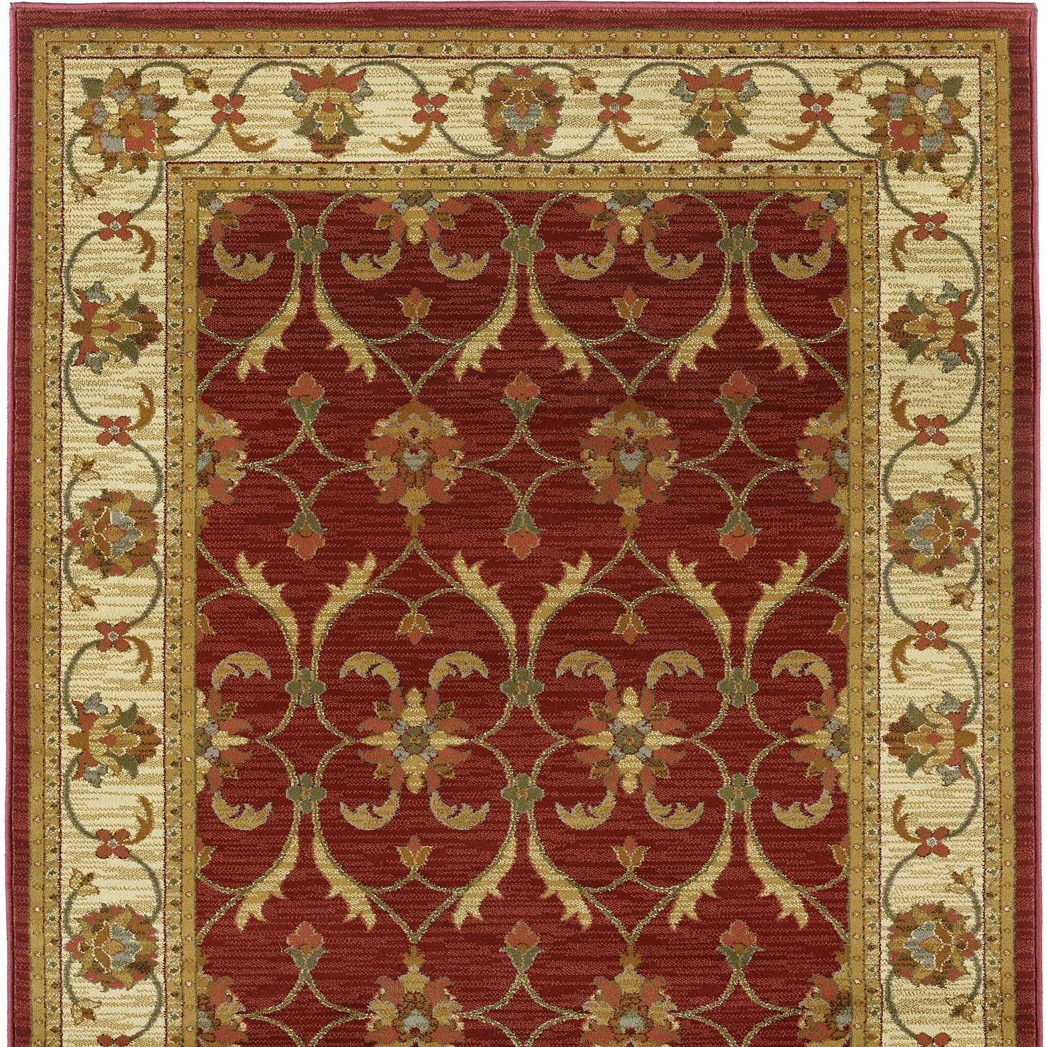 27" X 91" Red or  Ivory  Polypropylene Rug