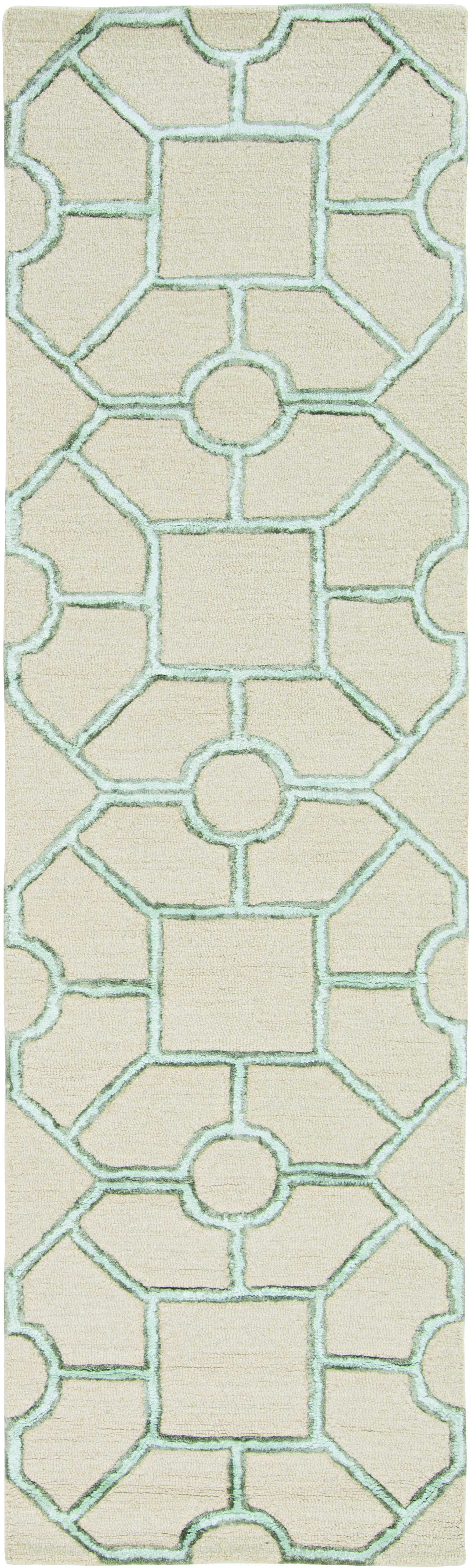 60" X 84" Beige Wool or Viscose Rug