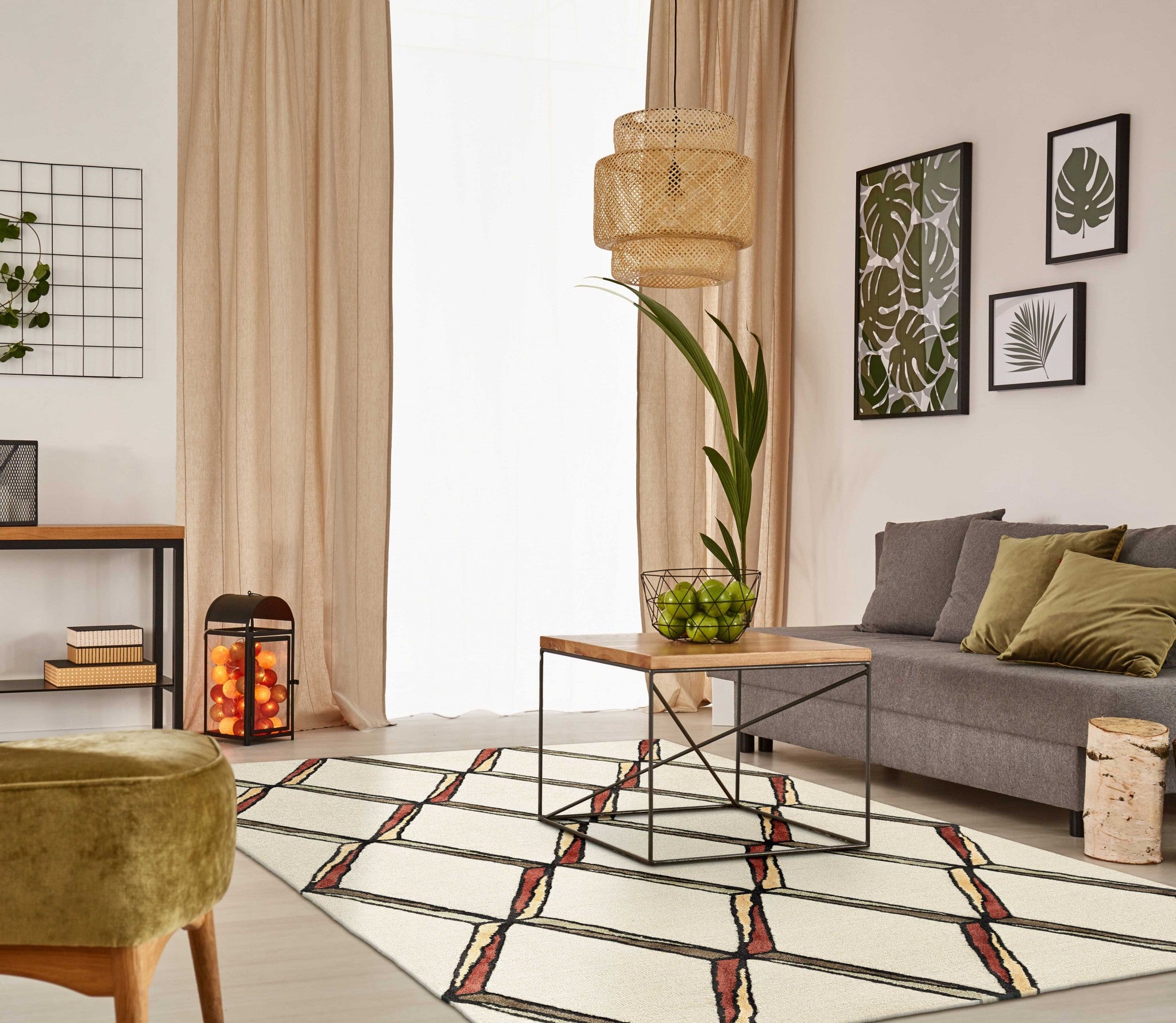 60" X 84" Cream or  Gold Wool or Viscose Rug