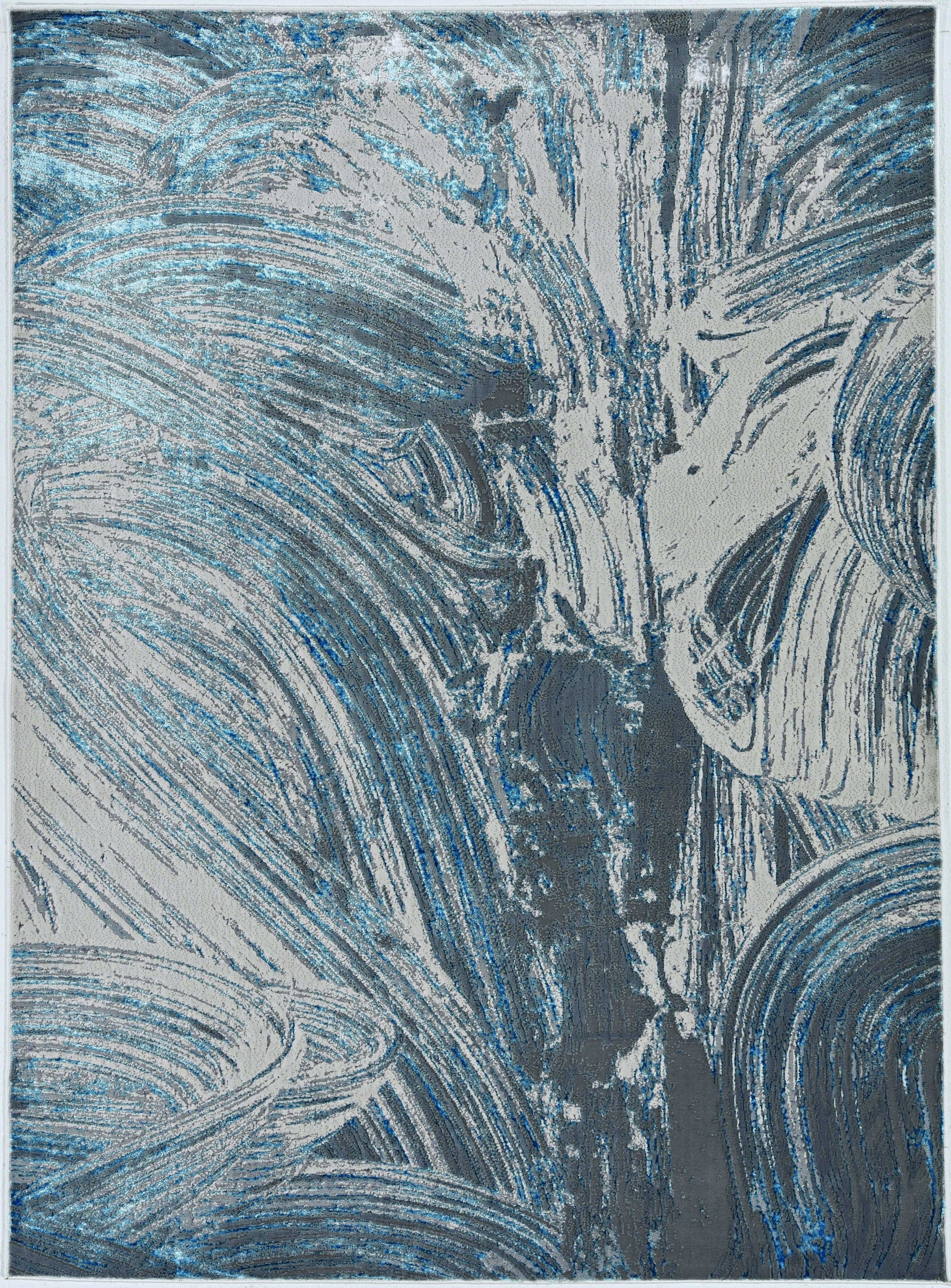 63" X 91" Silver or  Blue Polypropelene or Polyester Rug