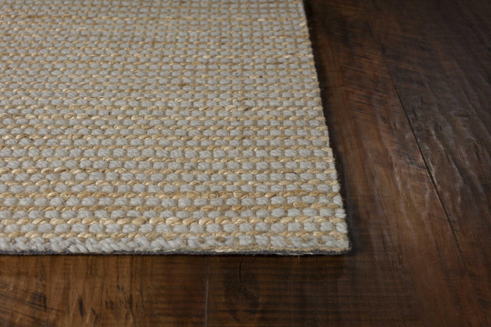 60" X 84" Grey Wool or Jute Rug