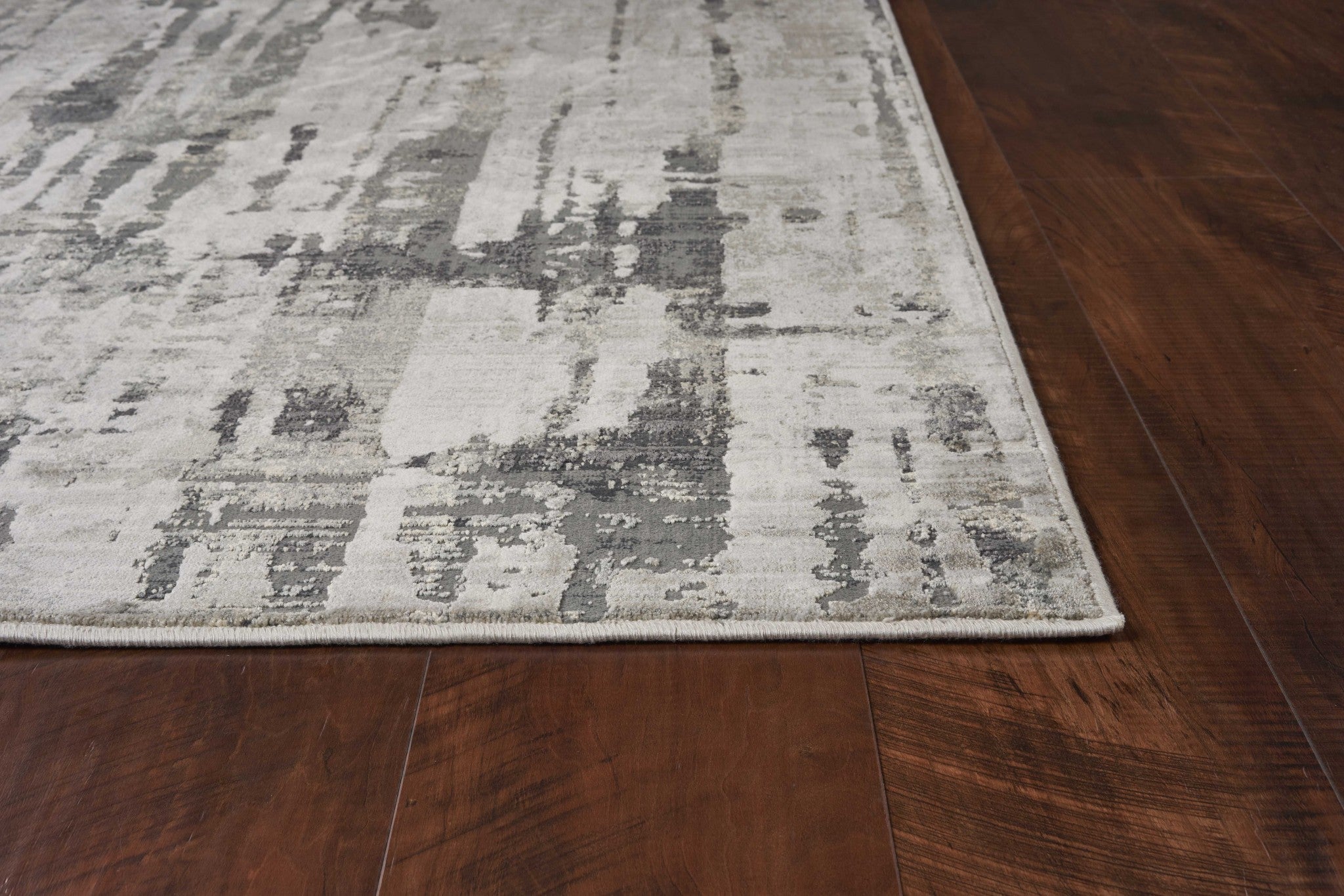 26" X 90" Grey Polyester or  Viscose Rug