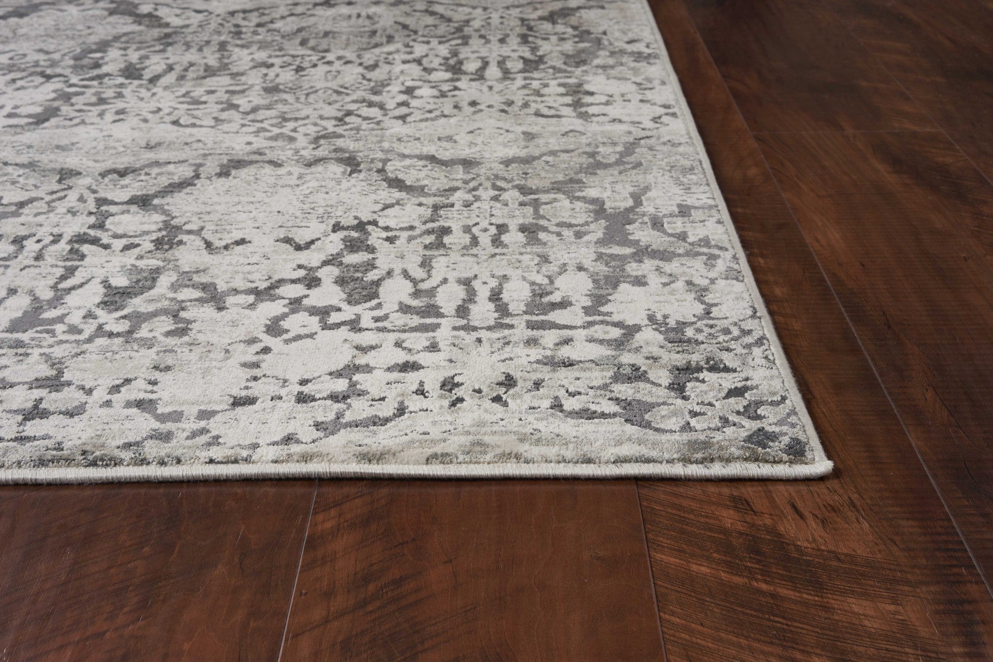 26" X 90" Grey Polyester or  Viscose Rug