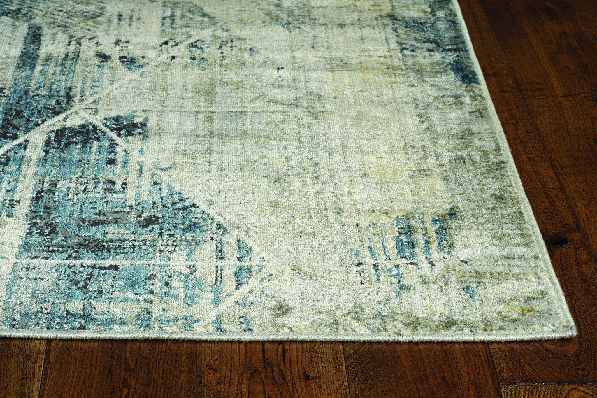 26" X 90" Greyor Blue Polyester or  Viscose Rug