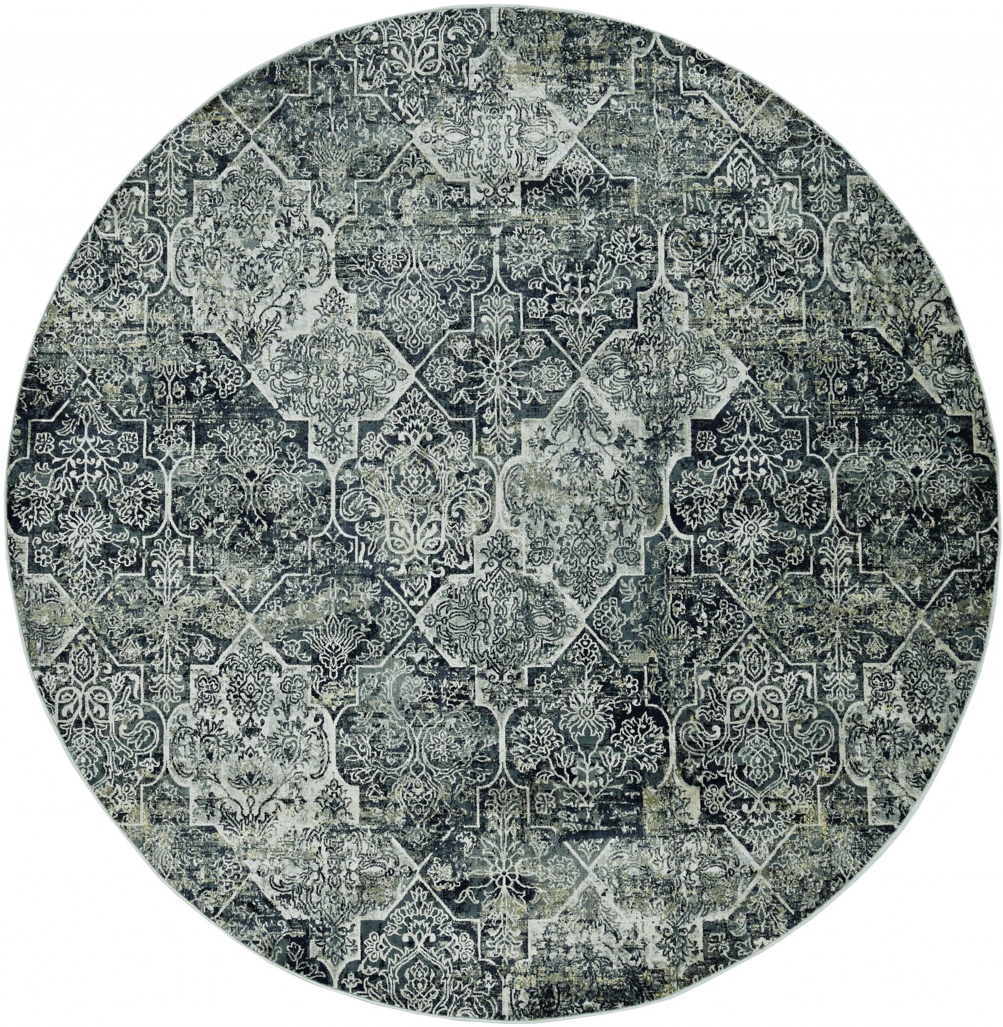 63" X 91" Grey Polyester or  Viscose Rug