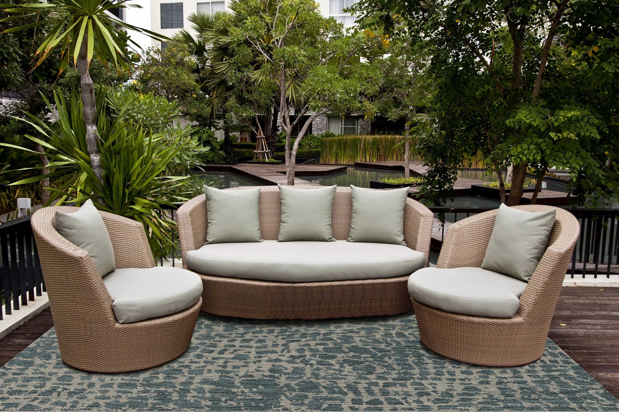 63" X 91" Teal Polypropylene Rug