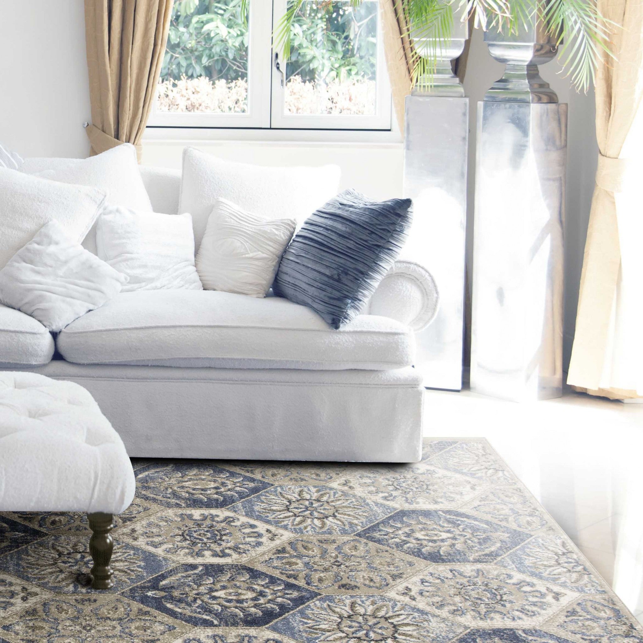 91" X 91" Pewter Polypropelene Rug