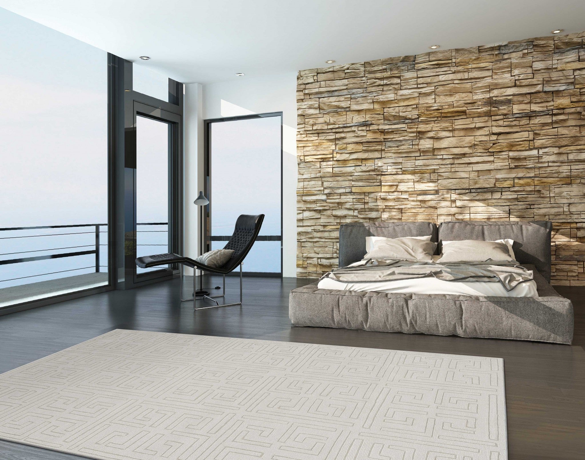 91" X 130" Beige Polypropelene Rug