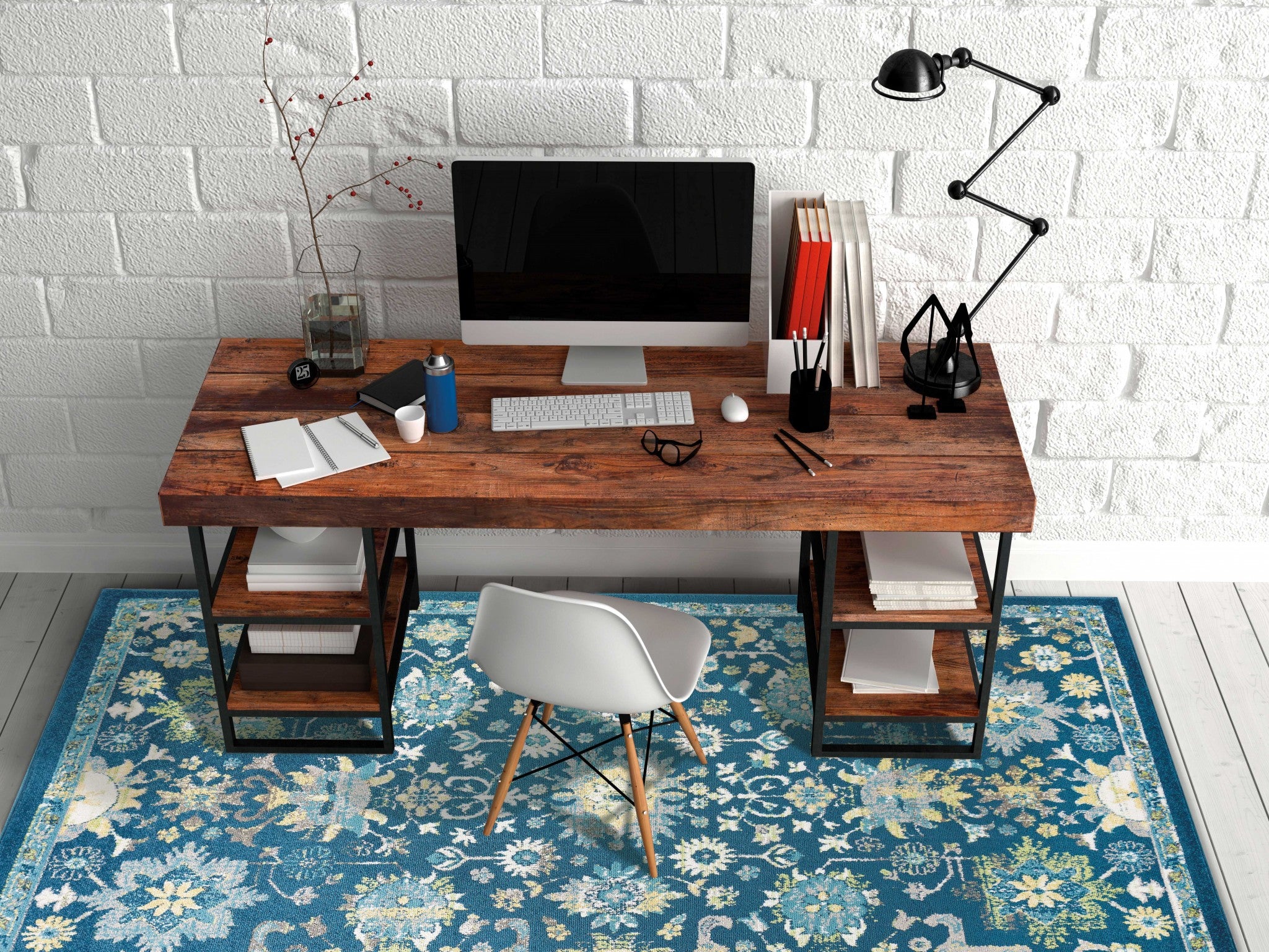 63" X 91" Teal Polypropelene Rug