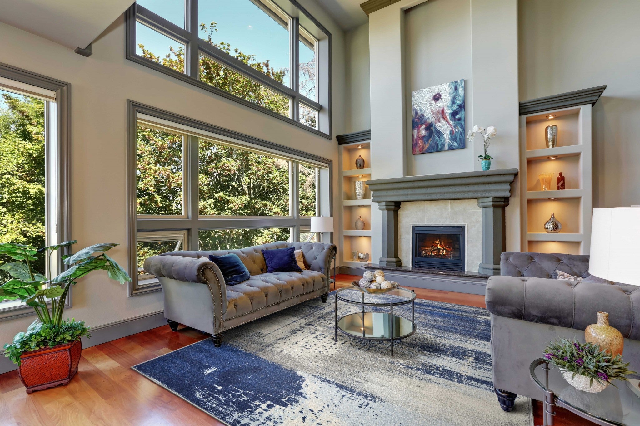 60" X 90" Ice Blue Polypropelene Rug