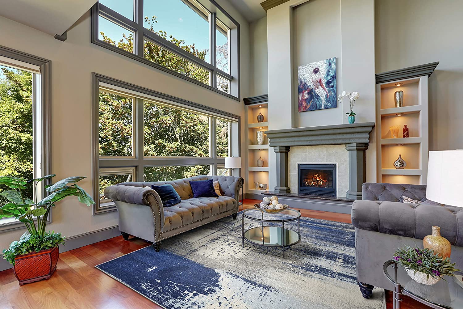 99" X 122" Ice Blue Polypropelene Rug