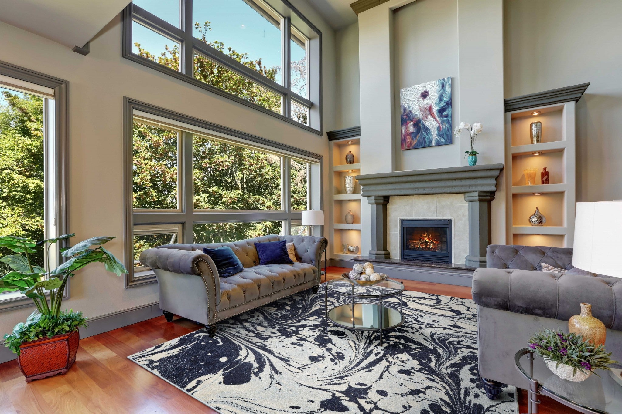 60" X 90" Blue Polypropelene Rug