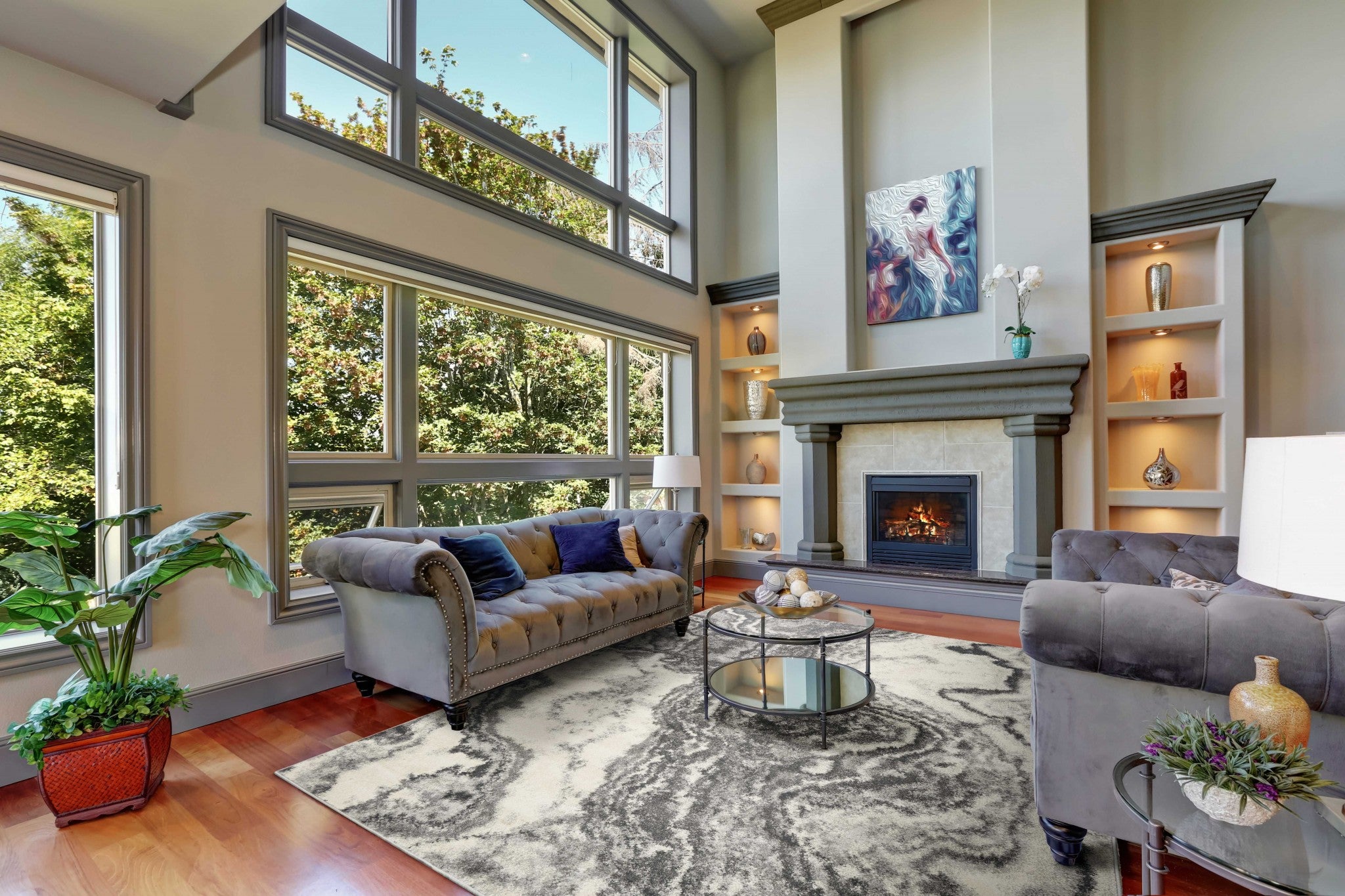 79" X 114" Ivory or Grey Polypropelene Rug