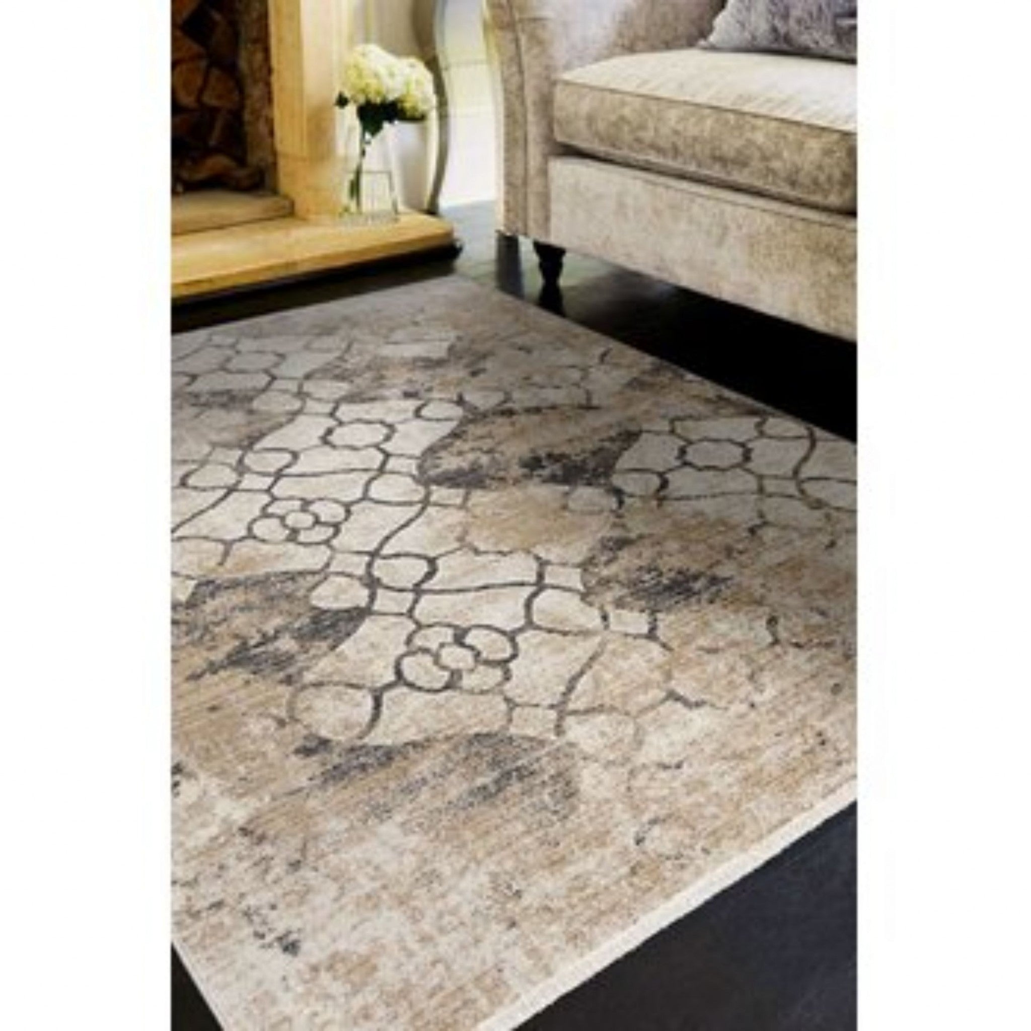 46" X 69" Ivory  Polypropylene Rug