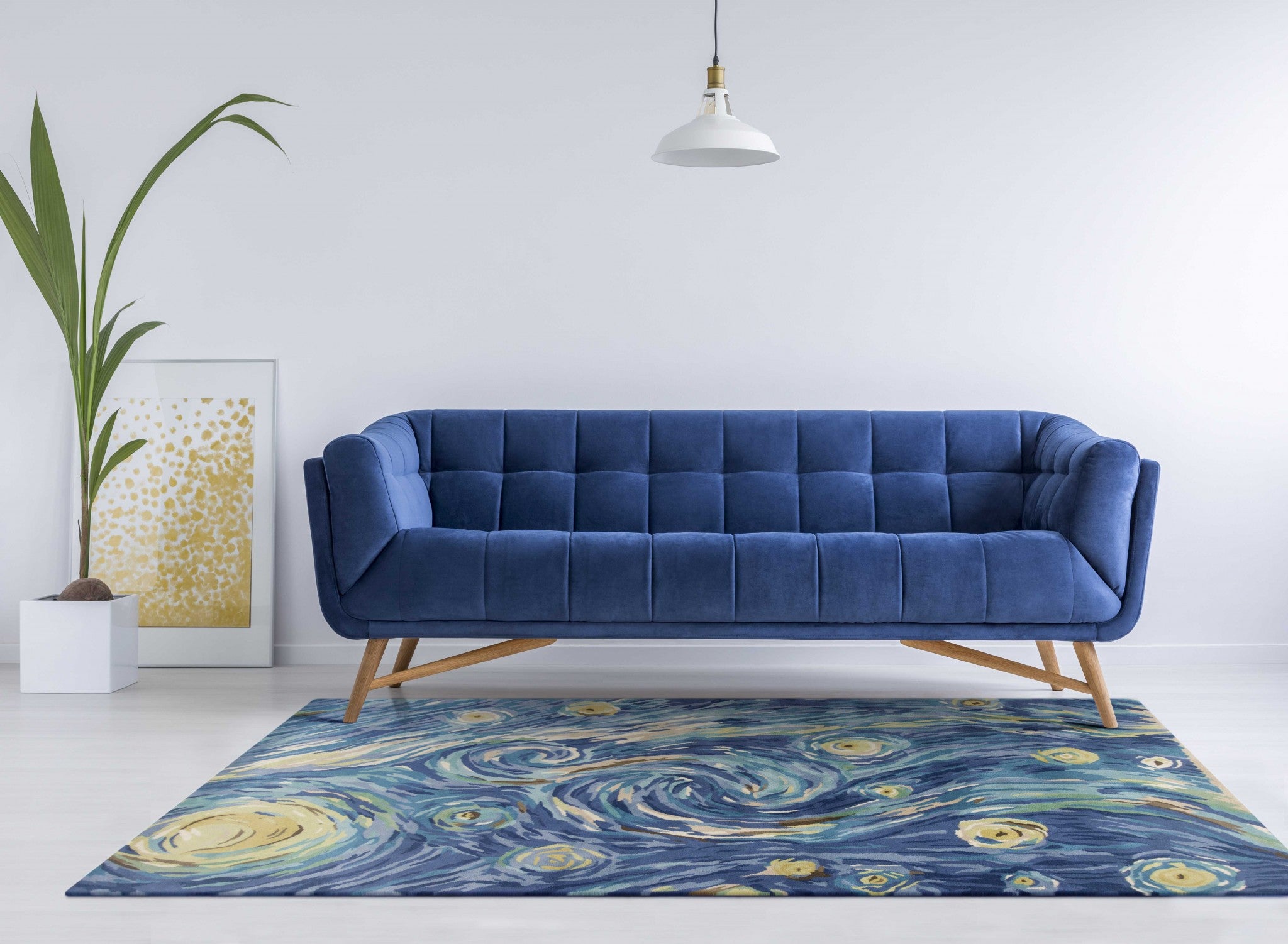 96" X 96" Blue Wool Rug