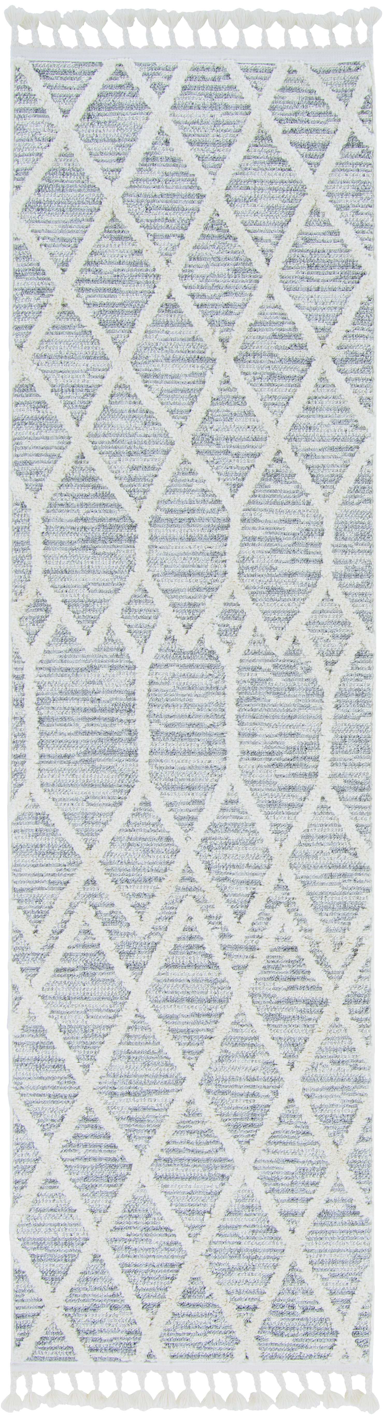 26" X 90" Ivory  Grey Polyester Rug