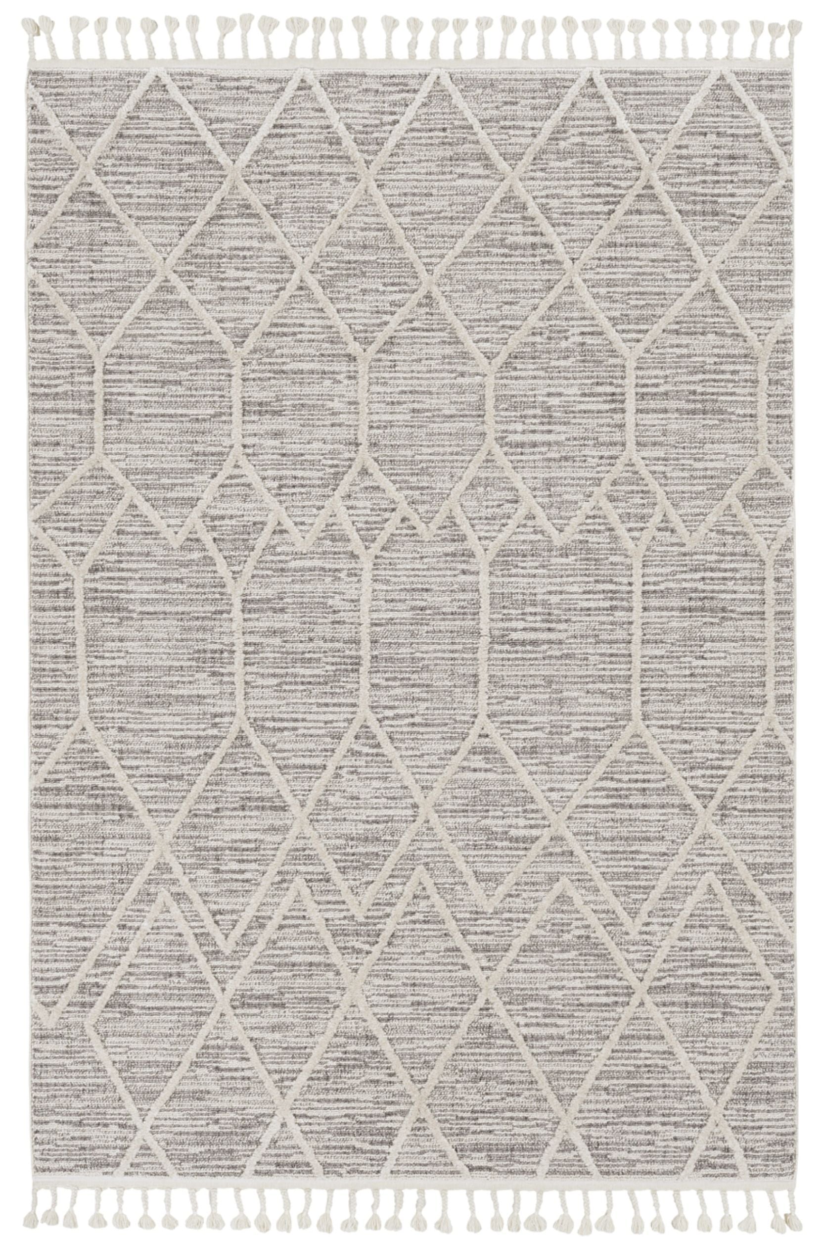63" X 91" Ivory  Grey Polyester Rug