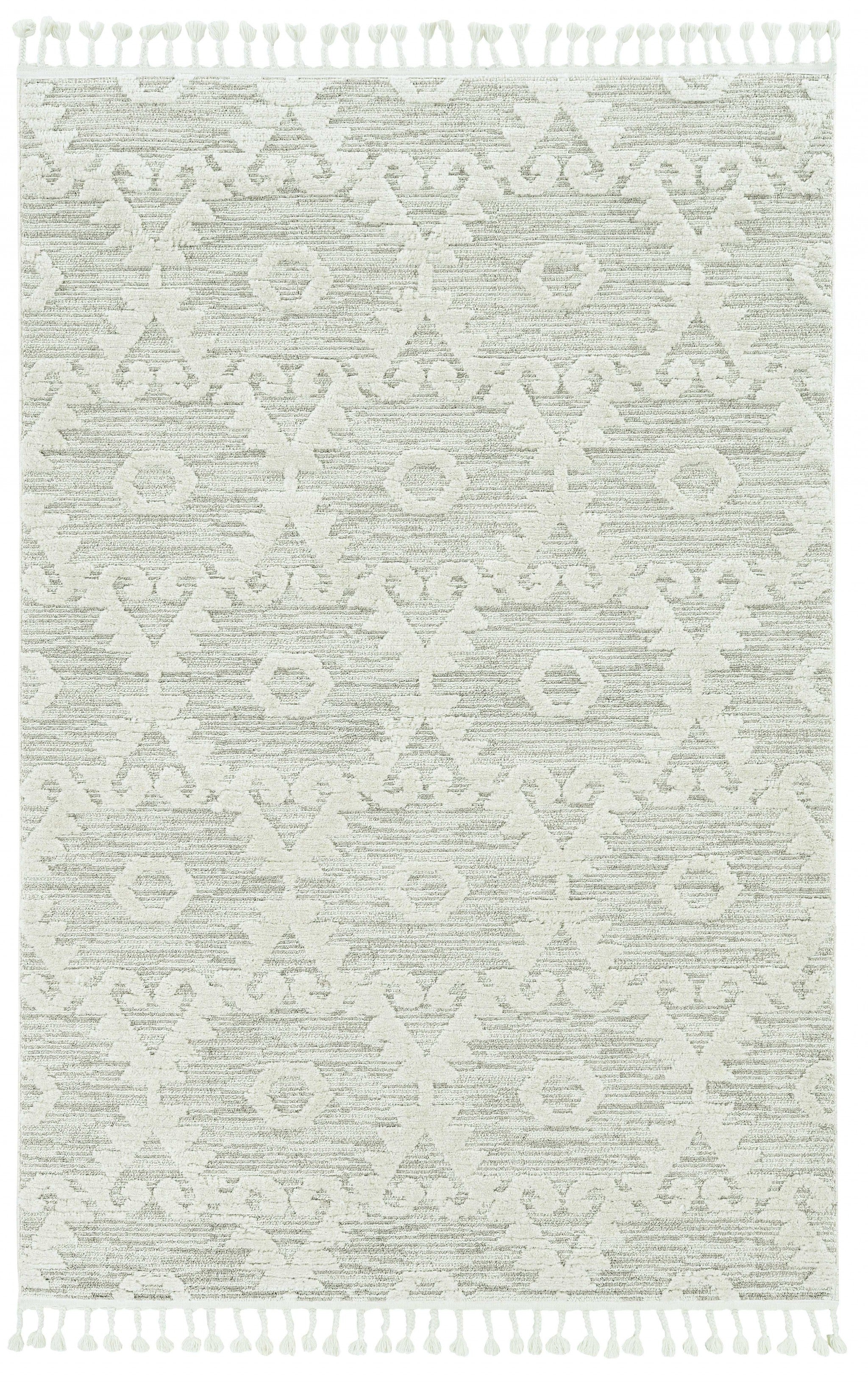 63" X 91" Ivory  Beige Polyester Rug