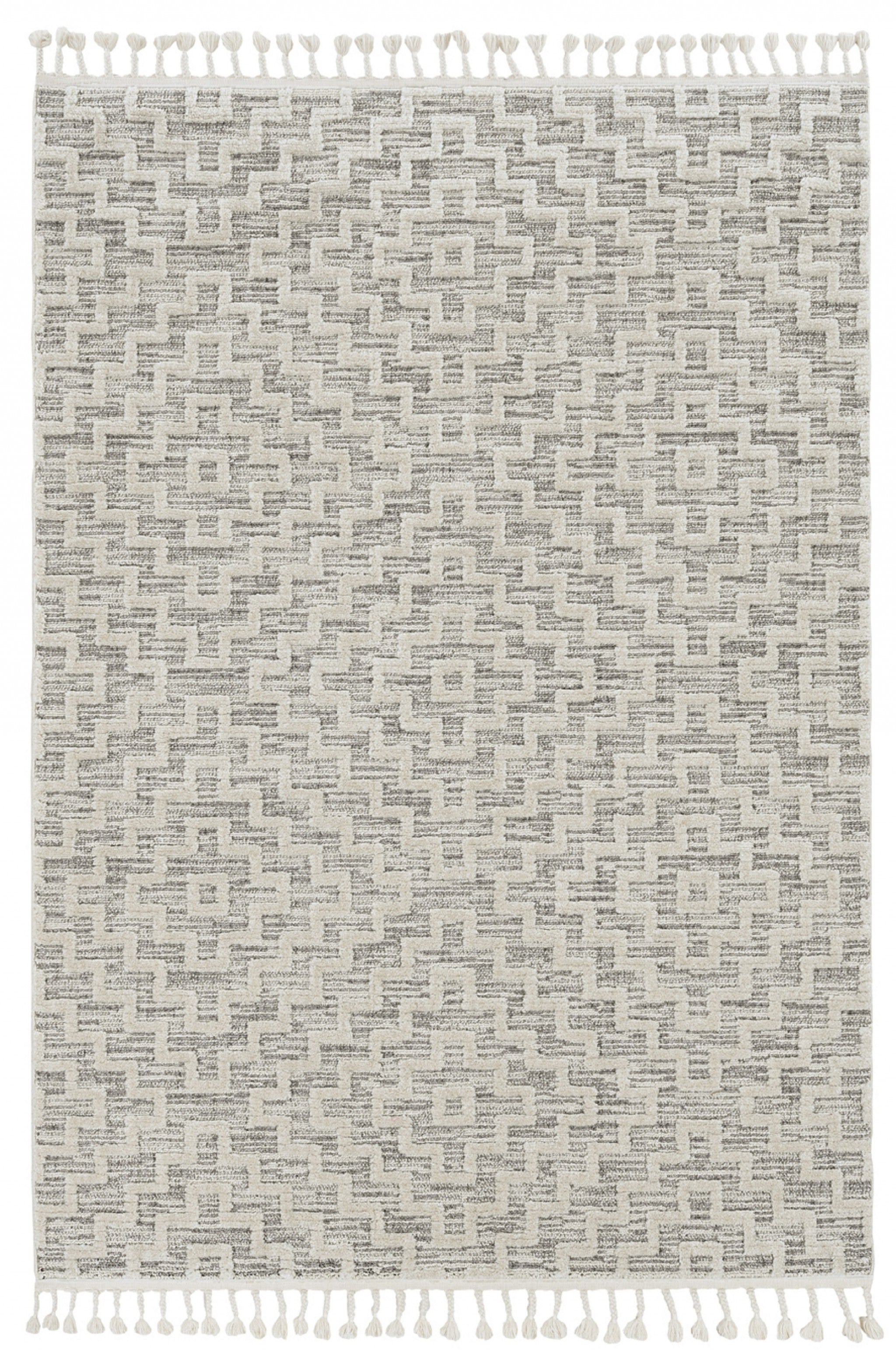 26" X 90" Ivory  Grey Polyester Rug