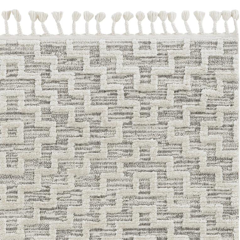 63" X 91" Ivory  Grey Polyester Rug