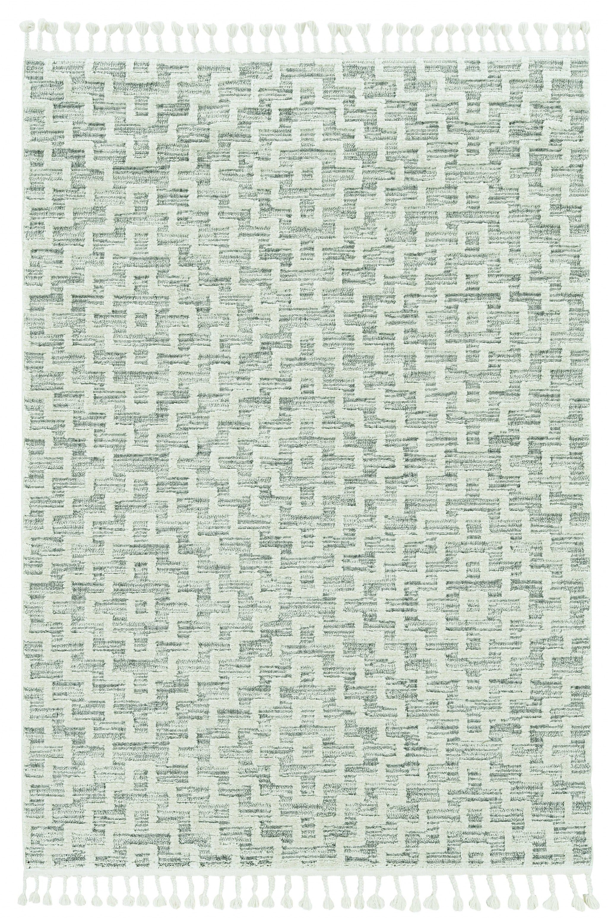 63" X 91" Ivory  Grey Polyester Rug