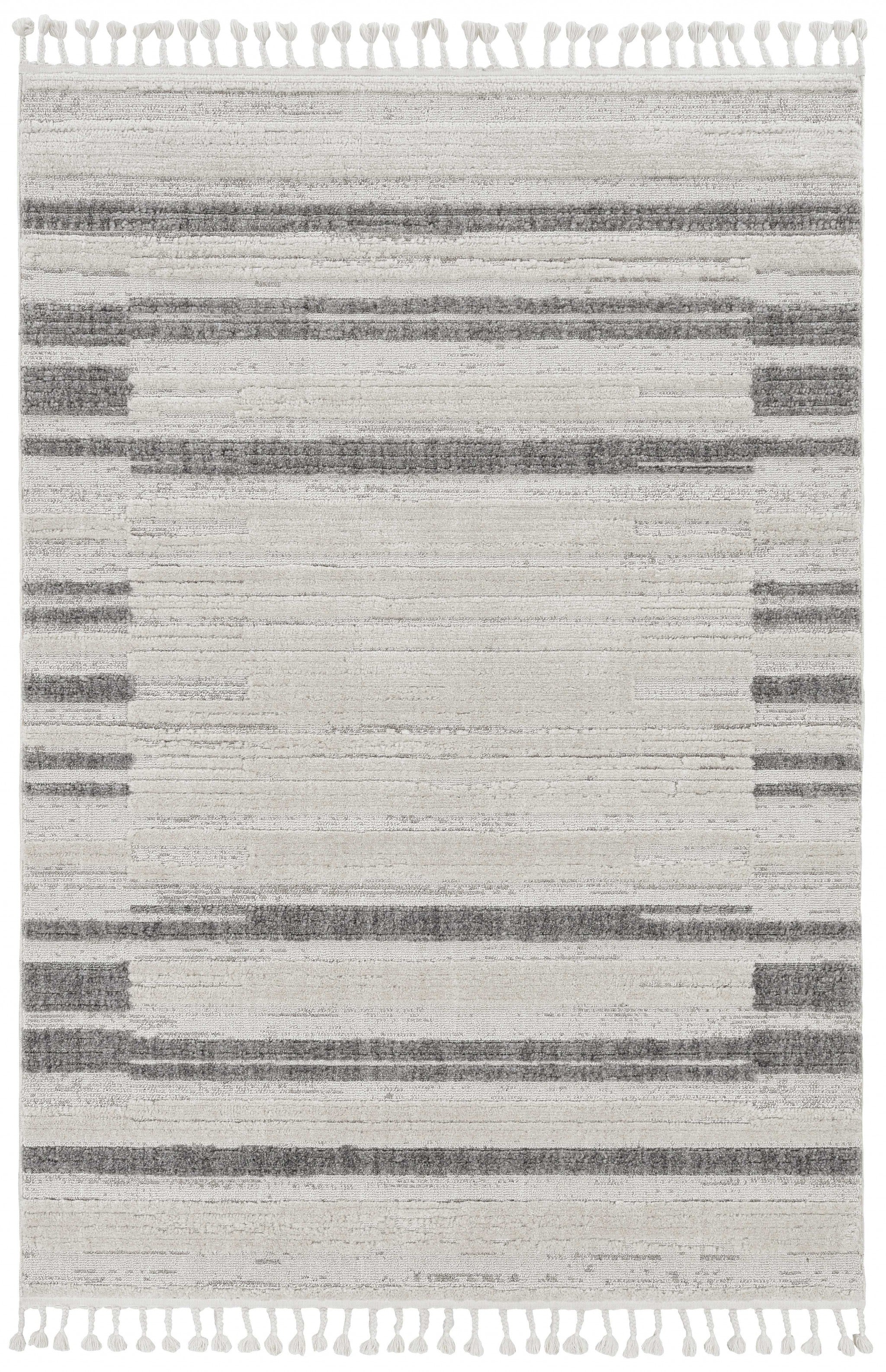 144" X 180" Ivory  Grey Polyester Rug