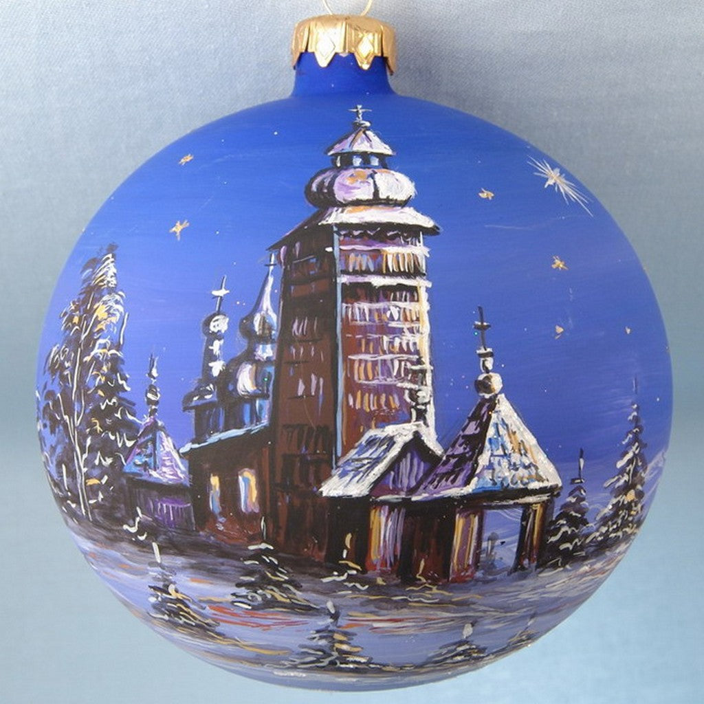 Mouth Blown Polish Glass Artistic Blue Sky Christmas Ornament