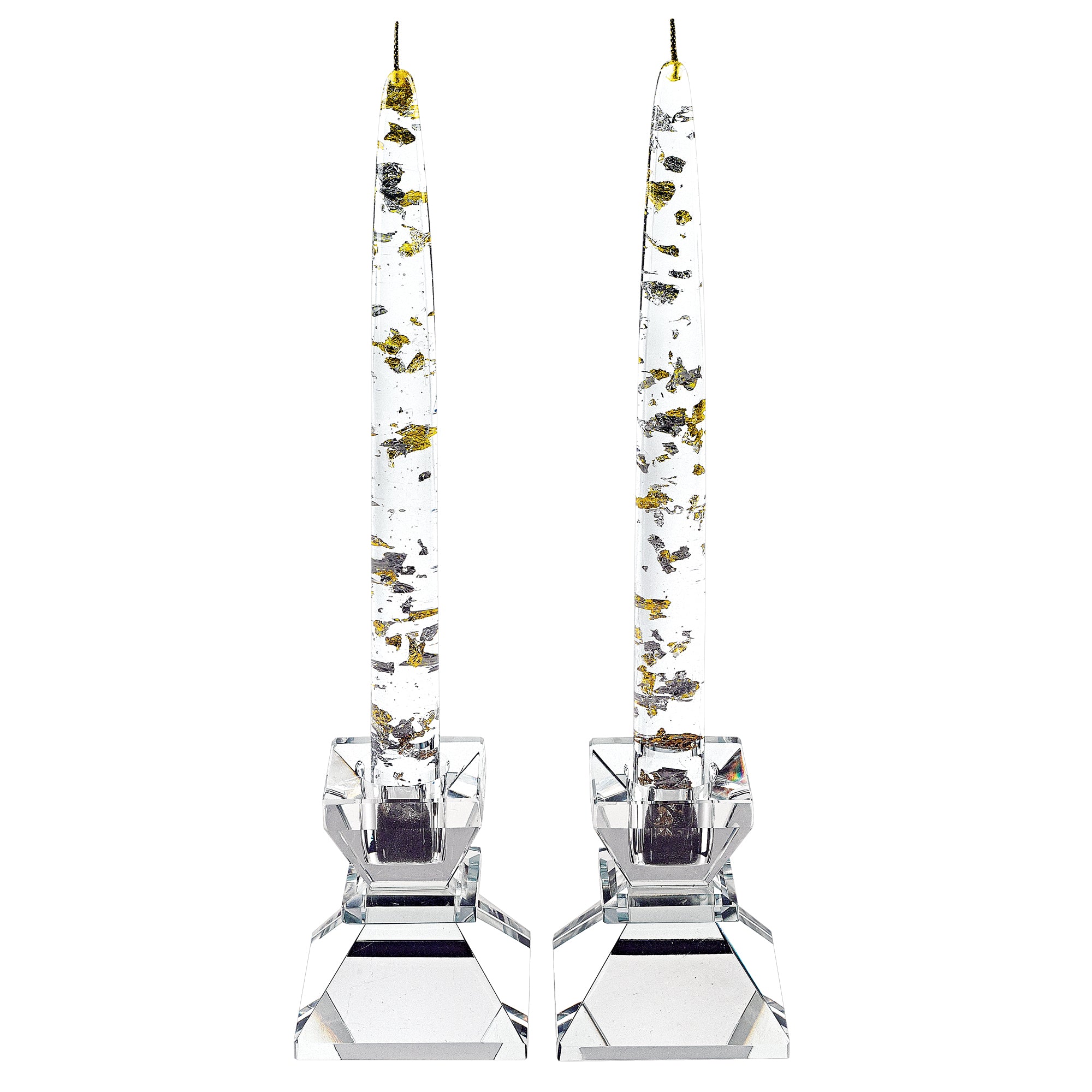 8" Acrylic Silver and Gold Non Lighting Candle 1 Doz.