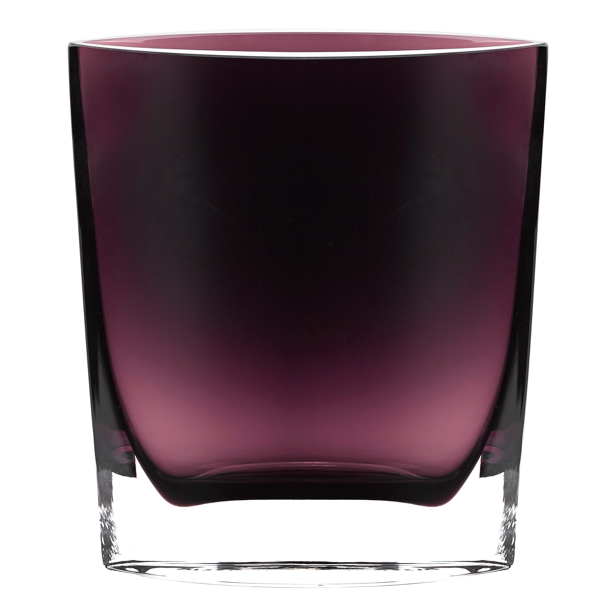 8" Mouth Blown Glass European Made Amethyst Pocket Shaped Vase
