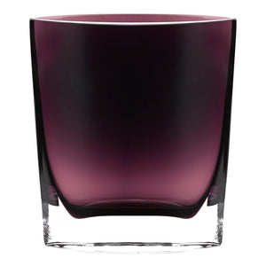 8" Mouth Blown Glass European Made Amethyst Pocket Shaped Vase