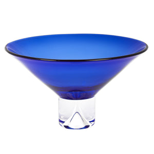 12" Mouth Blown Crystal Cobalt Blue Centerpiece Bowl