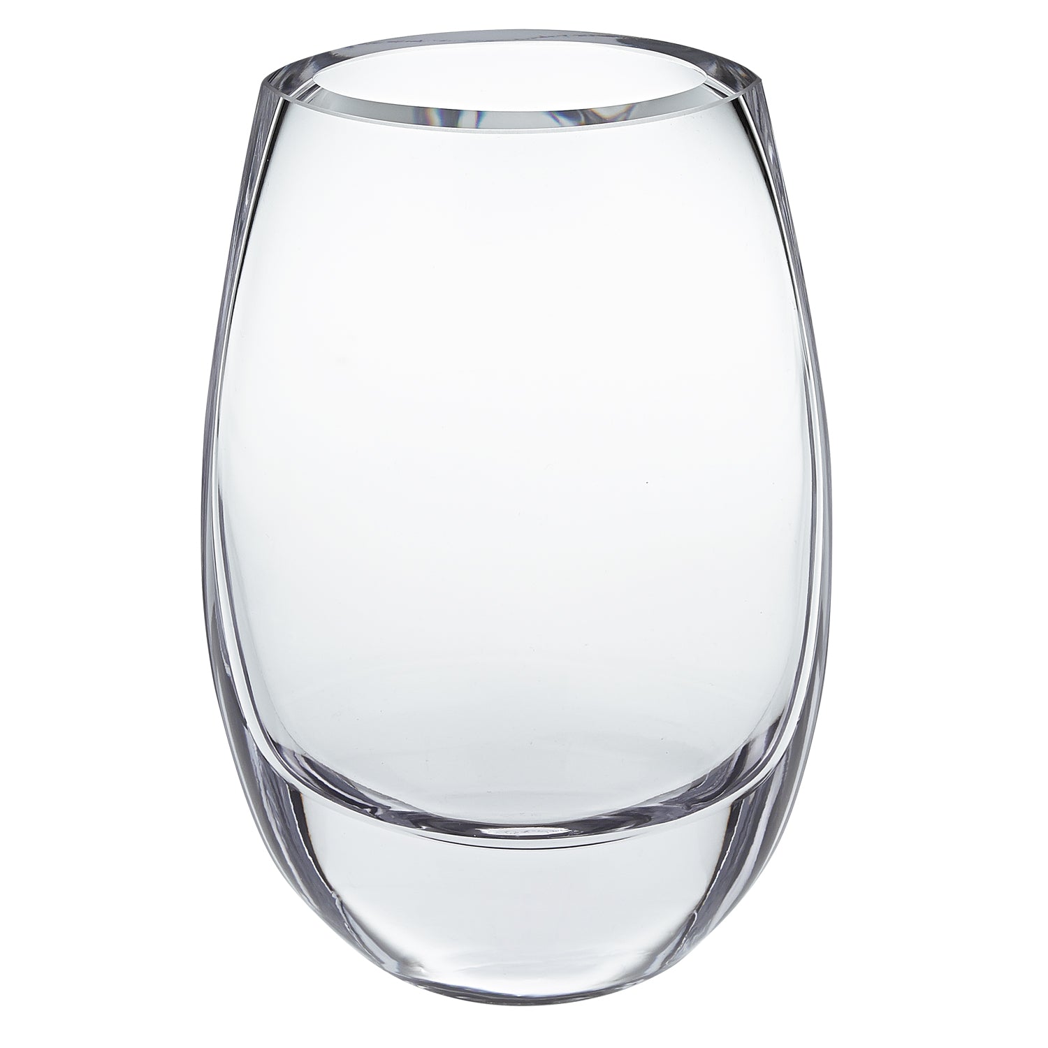 8" Mouth Blown Polish Oval Thick Walled Vase