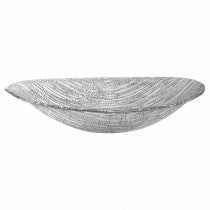 9" Hand Crafted Glass Oval Silver Salad or Centerpiece Bowl