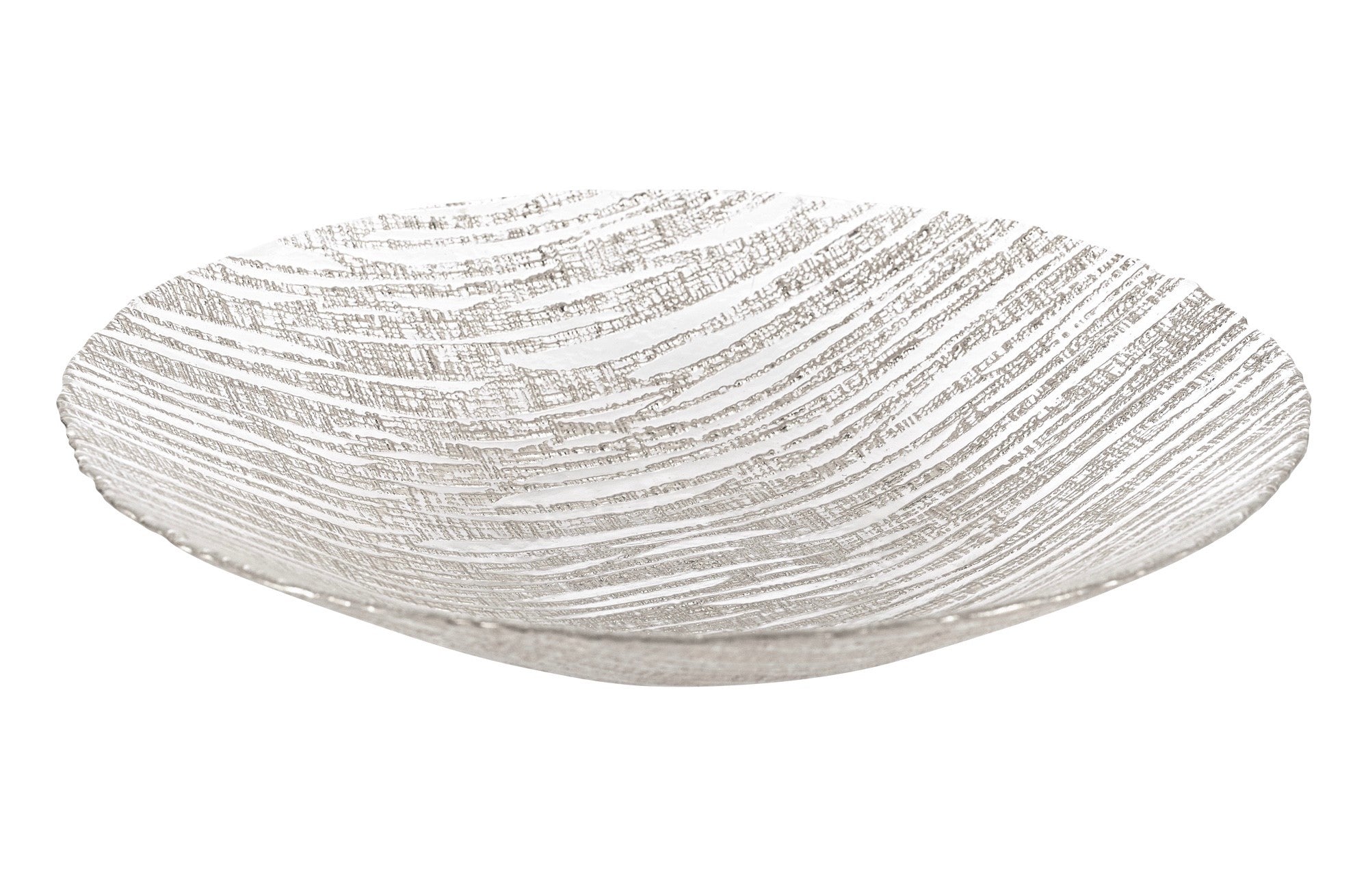 12" Hand Crafted Glass Silver Accent Serving Bowl