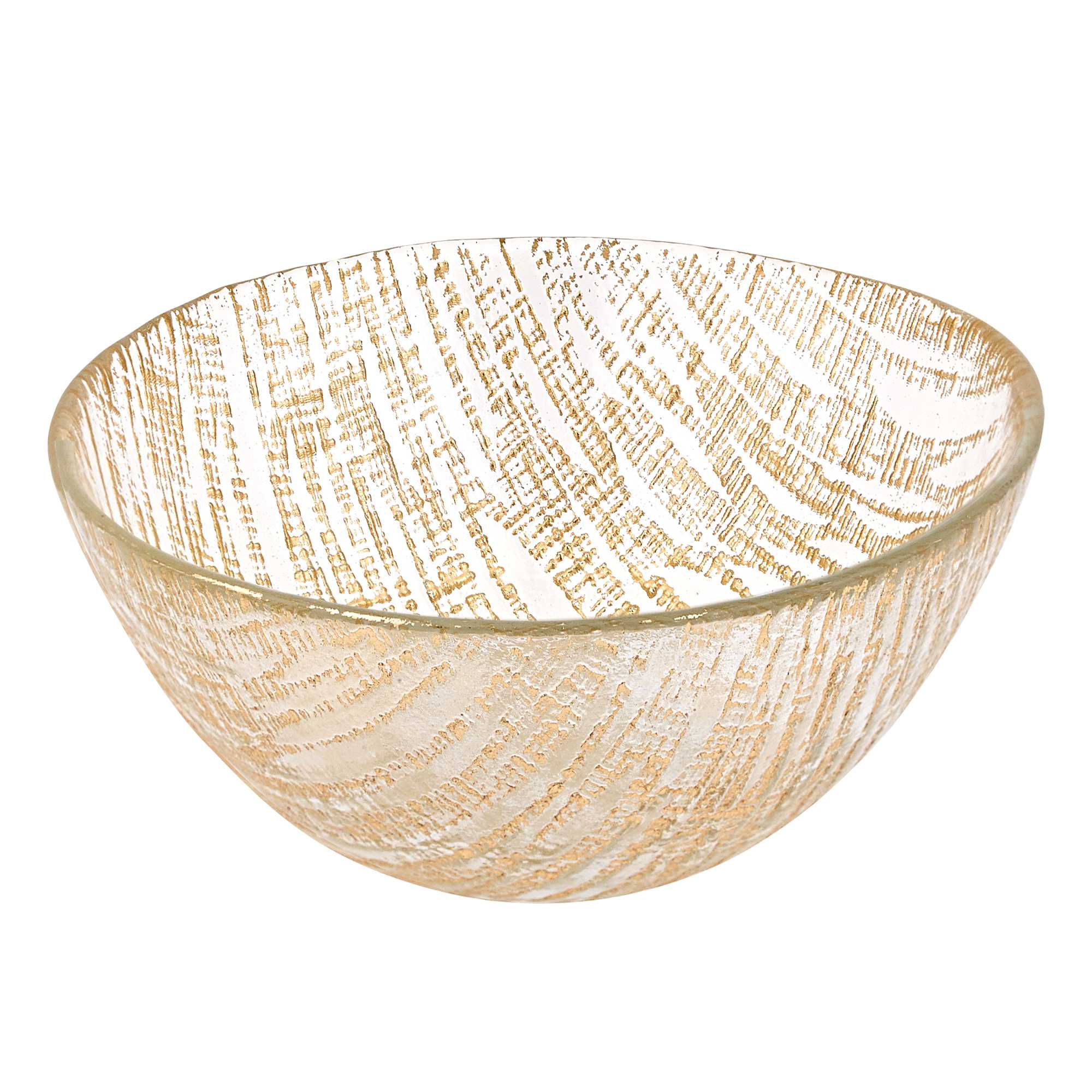6" Hand Crafted Glass Gold Accent Candy or Serving  Bowl