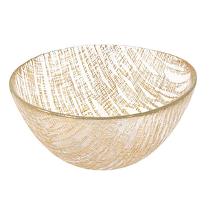 6" Hand Crafted Glass Gold Accent Candy or Serving  Bowl