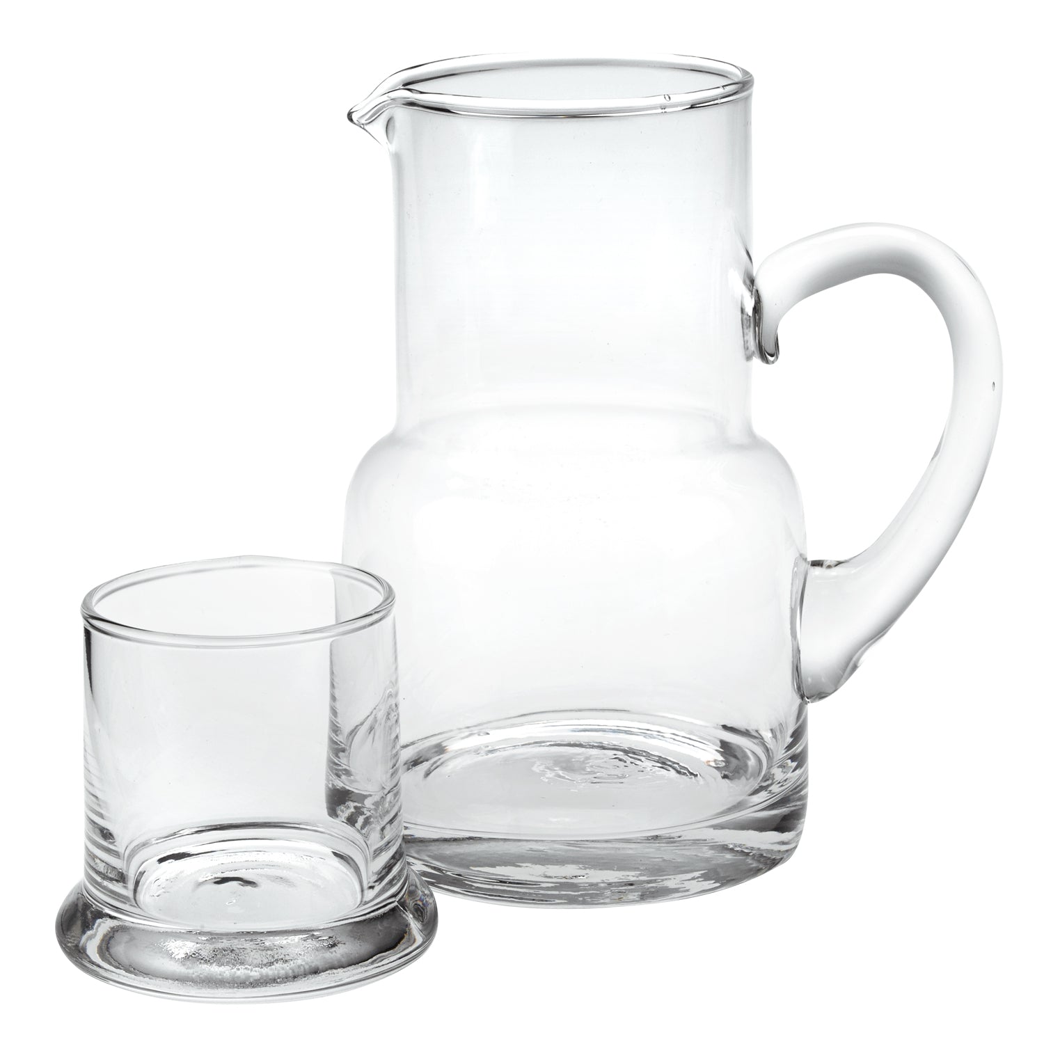 4" X 6" X 7" Clear Glass 2 Pc Glass Bedside or Desktop Carafe Set  10 oz