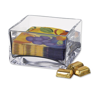 5.5" Mouth Blown Square Glass Bowl or Cocktail Napkin Holder