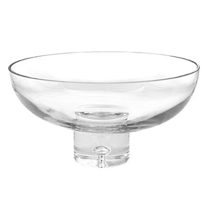 11" Mouth Blown Deep Pedestal Glass Centerpiece Bowl