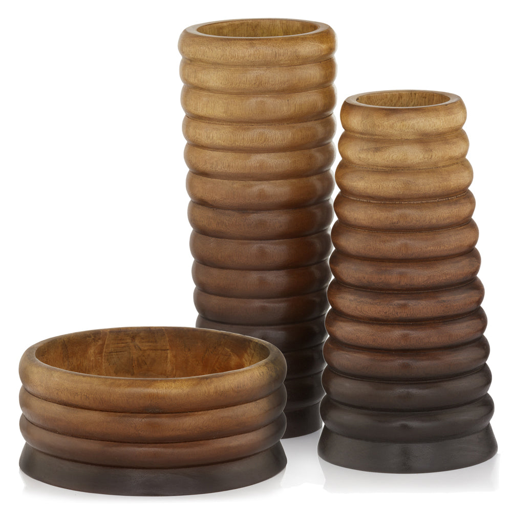 S 3 Brown Carved Wood Ripple