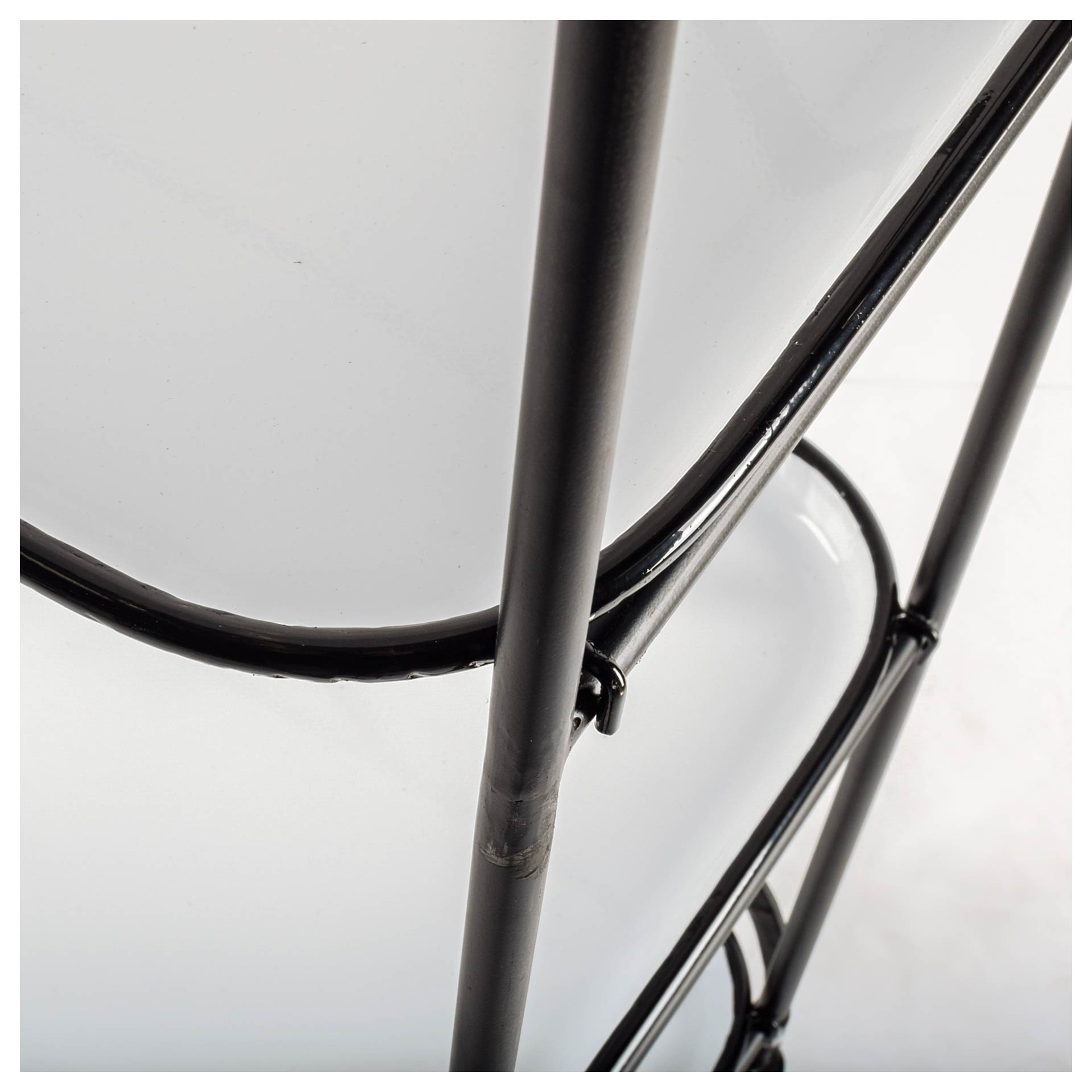 Rectangular Matte Black Metal With  Enamel Glazed Metal Shelves Bar Cart