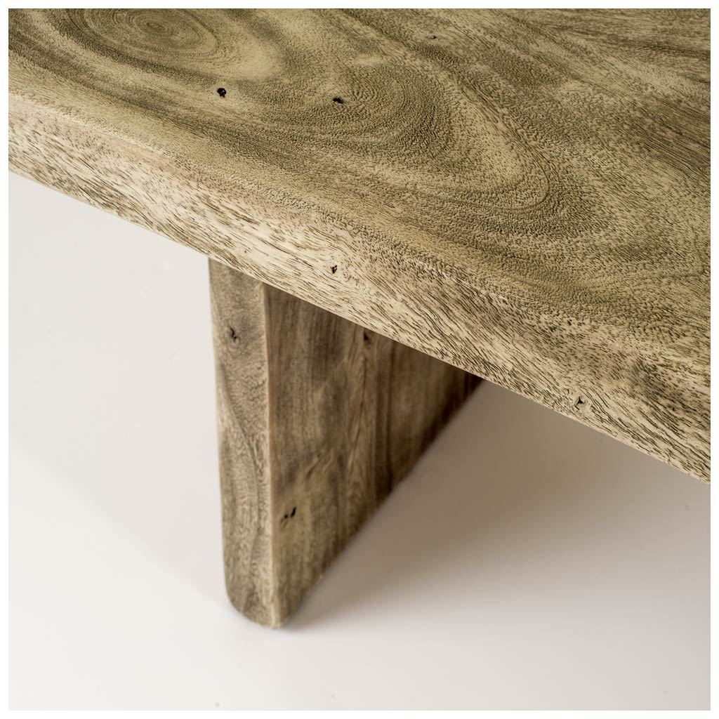 Rectangular Acacia Wood/Gray-Polished Dining Bench
