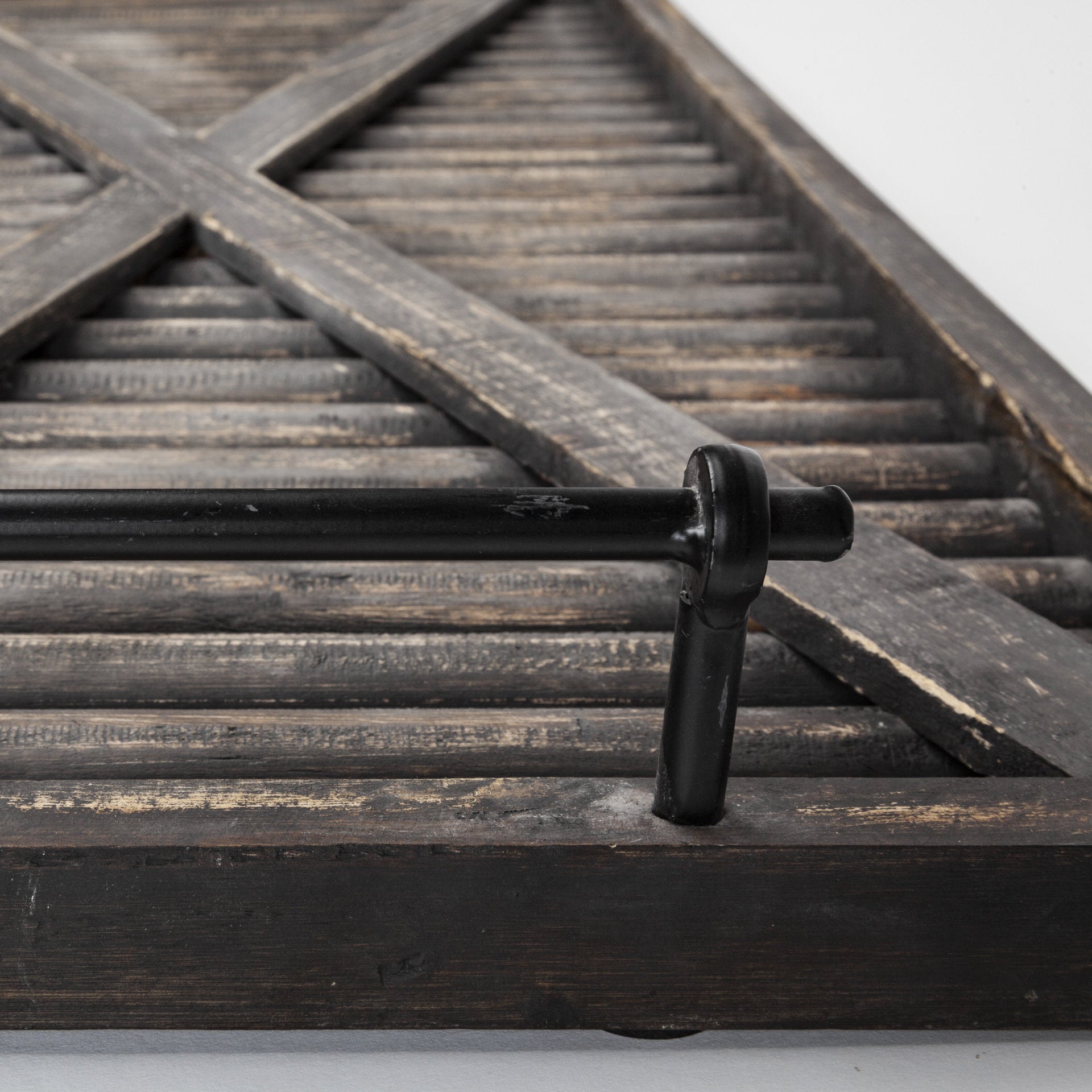 Matte Black Polished Walnut Wood With Metal Handle Tray