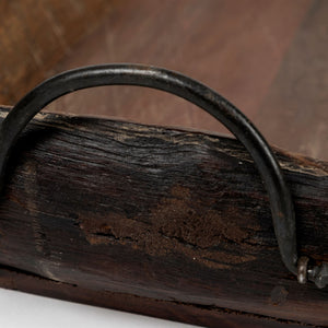 S/2 Medium Brown Recycled Wood With Flaunt Metal Handles Trays