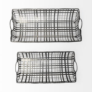 S/2 Gray Metal With Circle Handle Trays