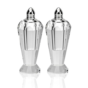 Handcrafted Optical Crystal and Silver Pair of Salt & Pepper Shakers