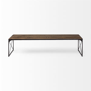 Rectangular Mango Wood/Medium Brown Top And Black Iron Base Accent Bench